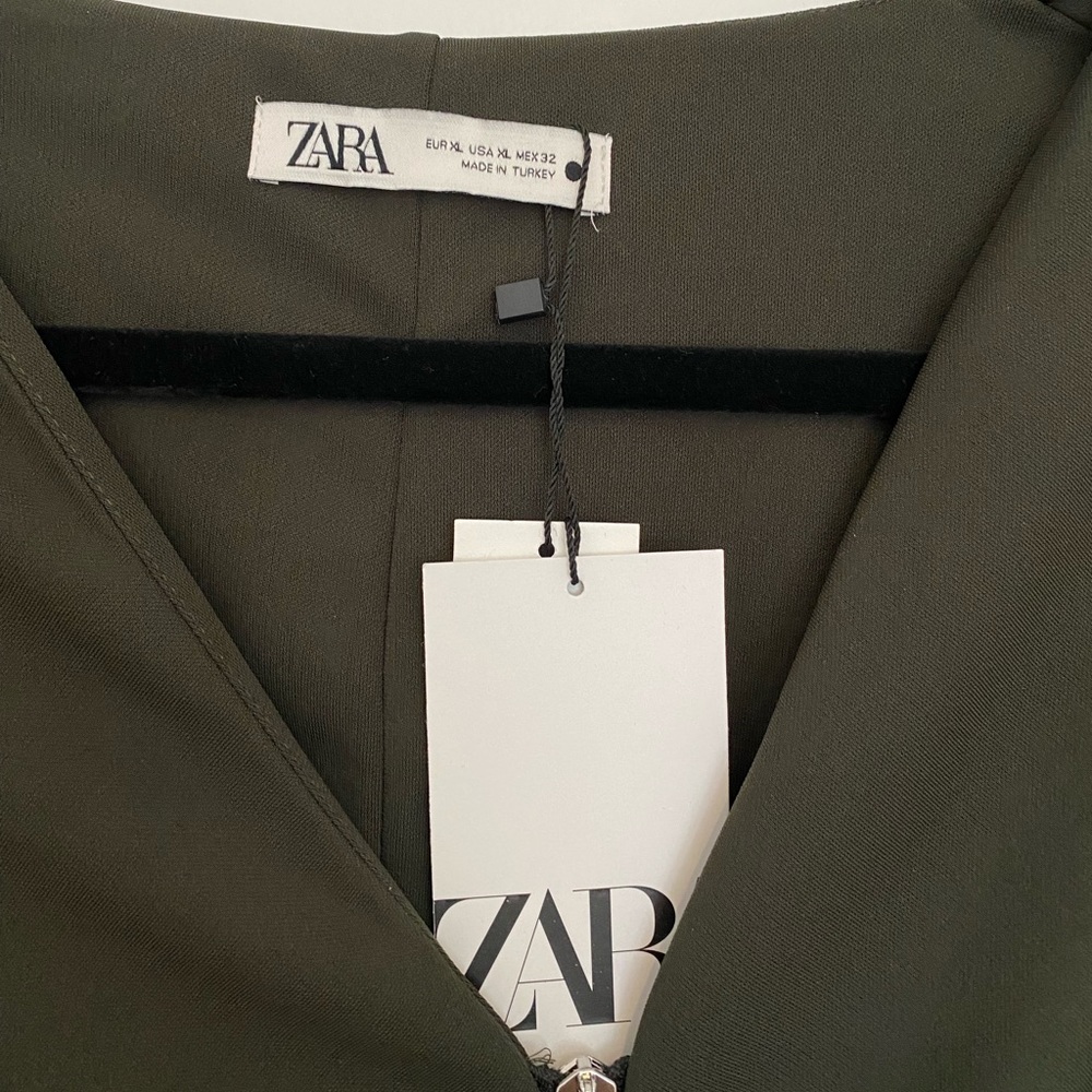 New! Zara Zippered Long Green Dress - Picture 5 of 7